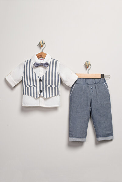 Minitrio طقم للأولاد الصغار والأطفال مكون من 3 قطع: سترة وقميص وسروال