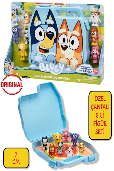 TOYFEST BlueyPlus Taşınabilir Oyun Seti Delüks Taşıma Çantası 8 Figür Katlanı...