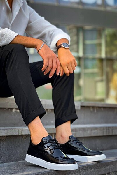 Zapatos حذاء رجالي كلاسيكي من الجلد اللامع برباط يومي طراز KB-X5 RBT - أسود