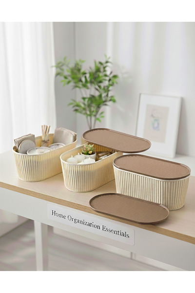 ASlife Home 3 Pieces Oval Multi-Purpose Storage Box 2.5 Liters