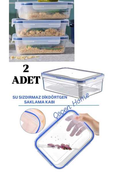 ÇEÇEN HOME (2 Pieces) Rectangular Plastic Leakproof Storage Container Storage Box 2.6 L (250X165X85Mm)