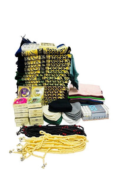 Muensu 20 Kişilik Hac Umre Hediyelik Seti, Seccade, Takke, Tesbih, Esans, Yüzük