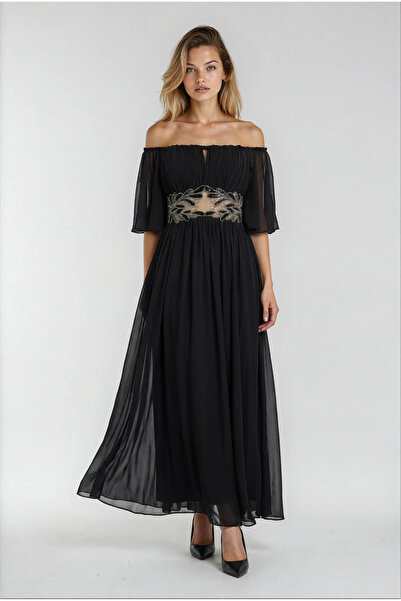 Vanni Couture Black Bell Sleeve Dress 46