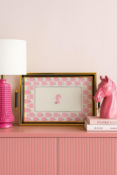 LinkaHome Satranç Desenli Modern Çay Kahve Kahvaltılık Ve Sunum Tepsisi 48x29 CM