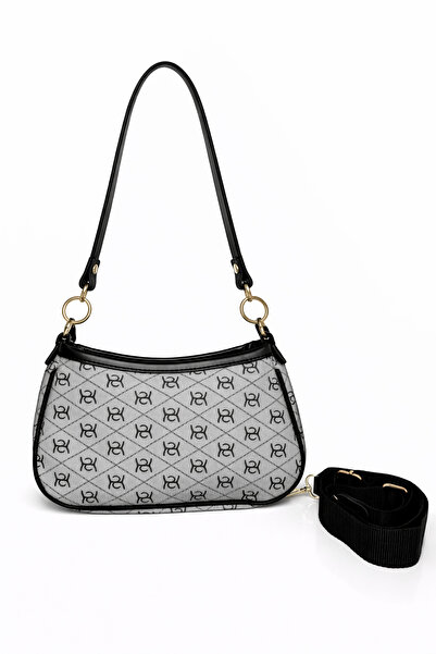Generic Monogram Baget Ve Çapraz Çanta Siyah-Gri