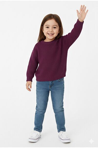 ADA YILDIZ KİDS Πλεκτό πουλόβερ για κορίτσια, Μωβ Χρώμα, 6/14 Ετών