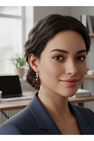 Jivva's Collection سلسلة عيد الحب. أقراط على شكل قلب أحمر من راديانس آف لوف