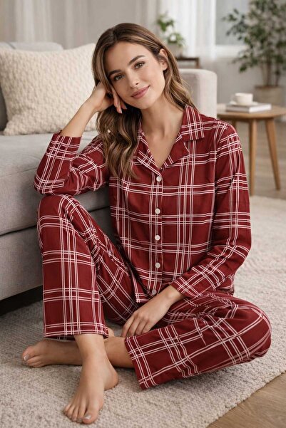 Tenra Women's Pajama Set Lycra Buttoned All over