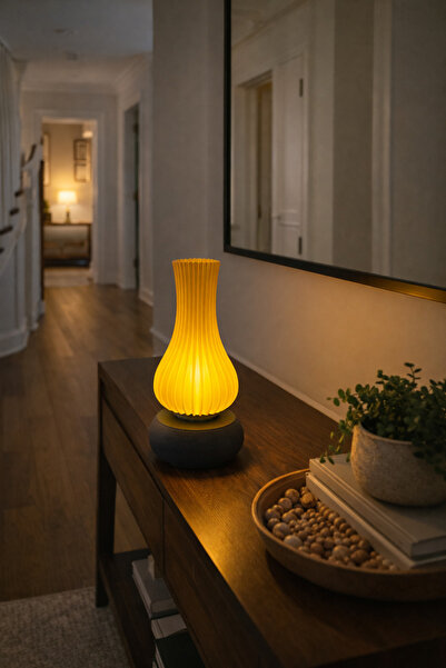 Dekor atolyem Gaz Lambası Formunda Dekoratif Masa Lambası (Led Mum İle)