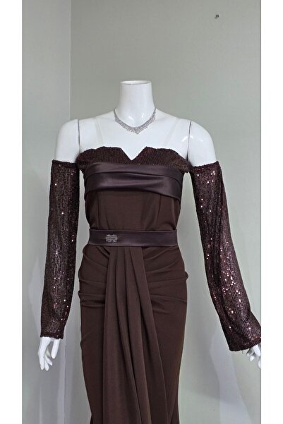 Special-DIARA "Chocolate Dream" evening dress with a flowing design