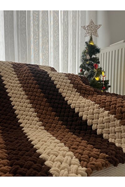 Minii Tuhafiye Puffy El Örgüsü Karışık Renkli Bebek Battaniyesi - 90x90 -