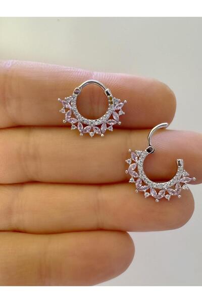 Arescollection 1 adet çelik PEMBE zirkon taşlı septum daith helix lobe uyumlu...
