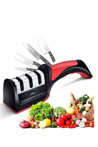 Generic Knife Sharpener Stainless Steel with 3 Slots, Diamond, Ceramic, Tungsten