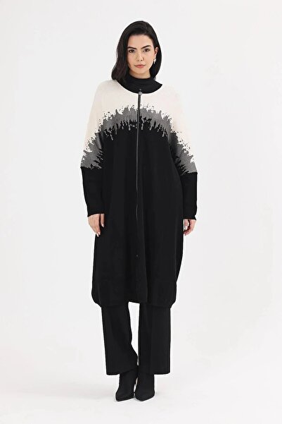 larocci Women's Ecru Printed Kepenek Poncho