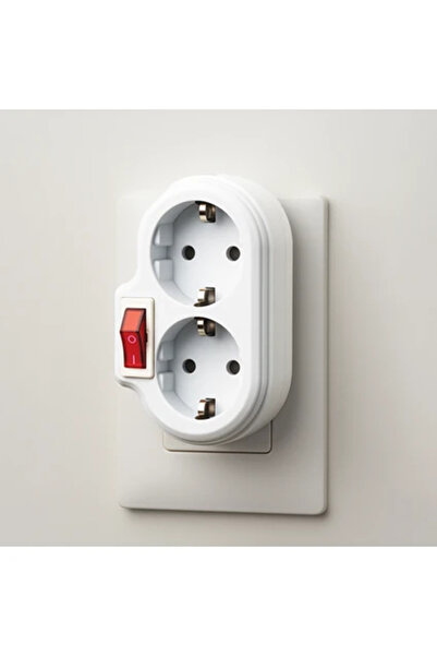 FAR 2’li Anahtarlı Düz Priz Çoğaltıcı Topraklı Beyaz