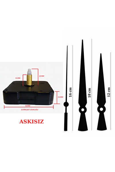 EXİZ TİCARET Askısız 22 mm Akar Sessiz Duvar Saati Mekanizması -Metal akrep-y...