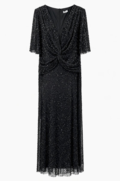 Hüseyin Baştürk Kollu İşlemeli Balık Abiye