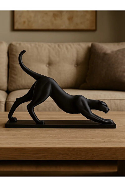 HaBu Lab Esneyen Panter Heykeli | Güç & Zarafet Temalı Modern Dekoratif Biblo...