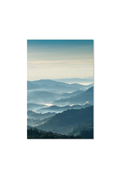 Printoot Misty Mountains Canvas Print Layered Hills Photography for Peaceful ...