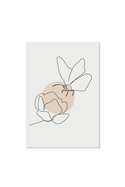 Printoot Line Art Butterfly Canvas Minimalist Floral Print for Modern Neutral...