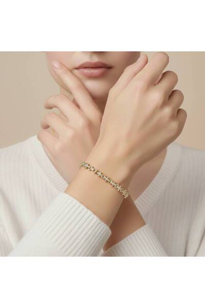 sereyjewelry Kadın Gold Bohem Taşlı Çelik Bileklik