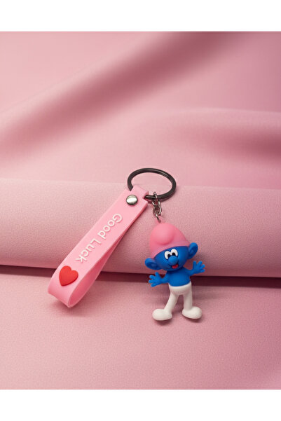 Beksy Accessory Şirinler Figürlü Silikon Kayışlı Anahtarlık | Renkli Şirin Ka...