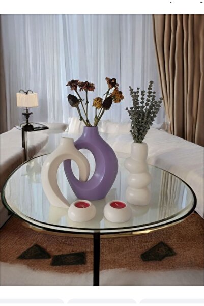 The Motellas Set de suporturi pentru lumânări vază decorativă modernă Platinum Design Dimensiune mare | Decor pentru salon, birou, casă