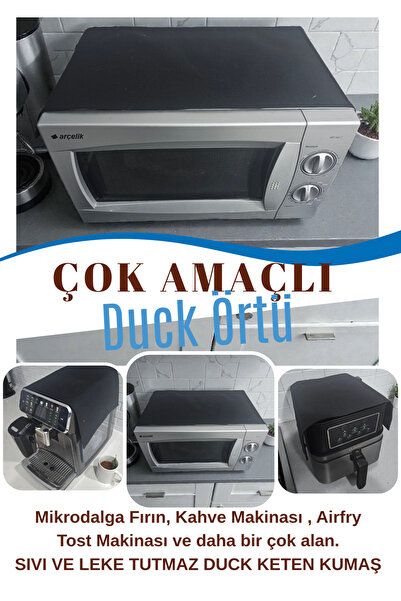 BeybiNest Siyah 2 Li Duck Keten Çok Amaçlı Sıvı ve Leke Tutmaz Mikrodalga Fır...