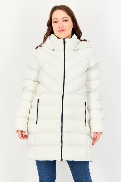 Geox Women Quilted Hooded Jacket, White