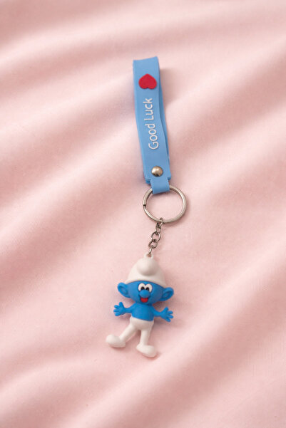 Beksy Accessory Şirinler Figürlü Silikon Kayışlı Anahtarlık | Renkli Şirin Ka...