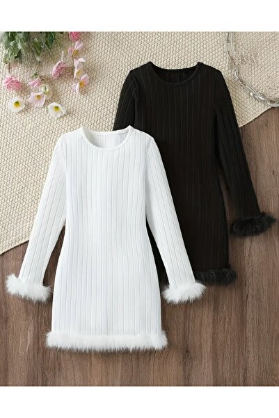 shop Двуцветна плетена рокля за момичета