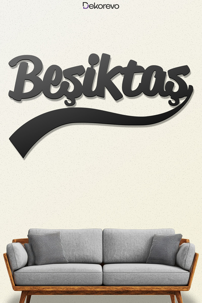 Dekorevo Siyah Beyaz Aşk: Beşiktaş Tipografi Metal Duvar Tablosu - Metal Duva...