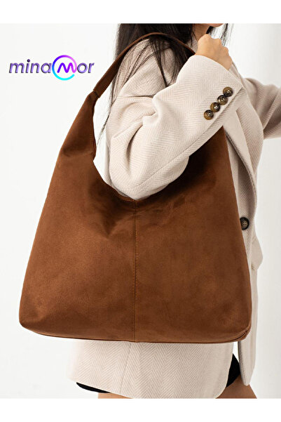 Minamor Kadın Süet Geniş Omuz Çantası