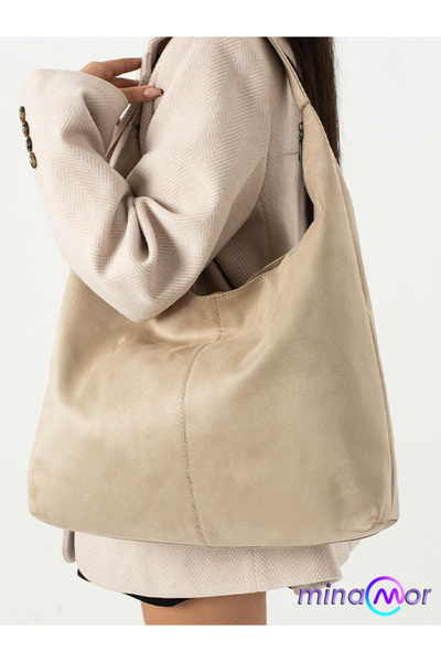 Minamor Women's Suede Wide Shoulder Bag