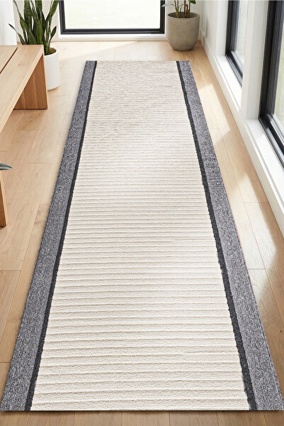 SANRUGS Home & Living Yıkanabilir Bukleli ve Kaymaz Tabanlı Dokuma Modern Hal...