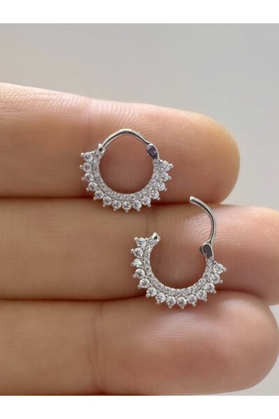 Arescollection 1 adet çelik zirkon taşlı septum daith helix lobe uyumlu piercing