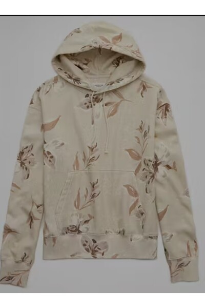 American Eagle USA Hanorac unisex cu imprimeu floral și buzunar cangur