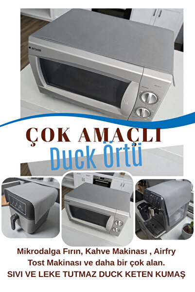 BeybiNest Antrasit Gri 2 Li Duck Keten Çok Amaçlı Sıvı ve Leke Tutmaz Mikroda...