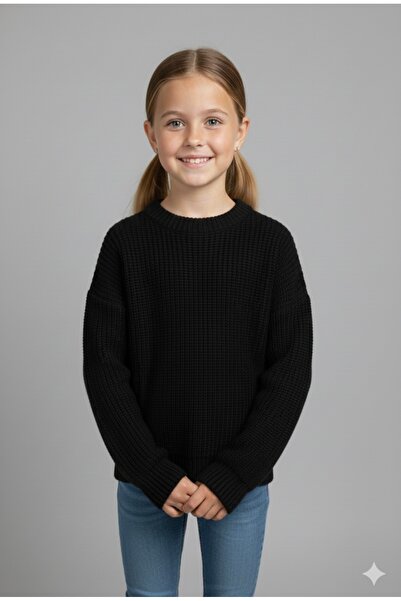 ADA YILDIZ KİDS Pulover pentru fete, tricotaje, culoare neagră, 6/14 ani