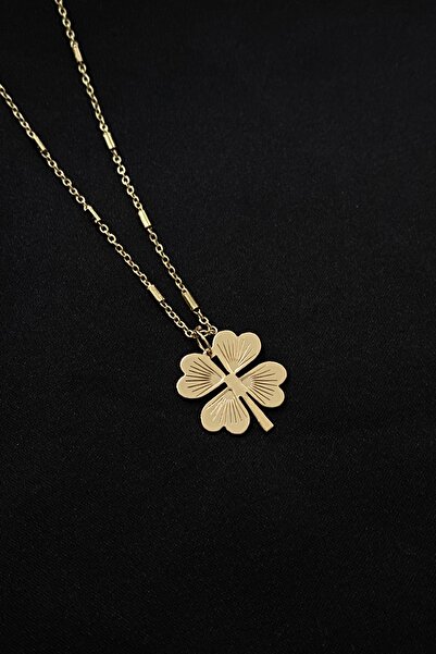 KOBA Kadın Altın Kaplama Şık Ve Zarifi Yonca Figürlü Kolye