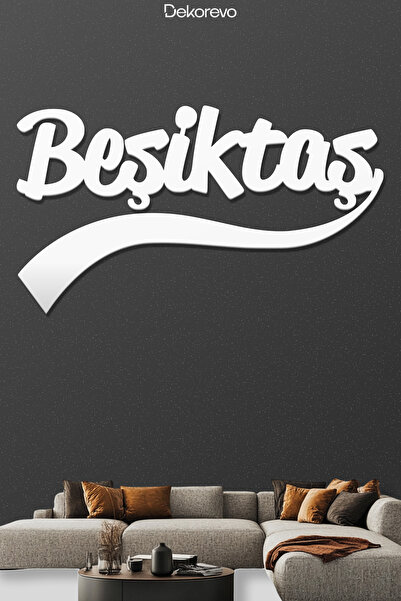 Dekorevo Siyah Beyaz Aşk: Beşiktaş Tipografi Metal Duvar Tablosu - Metal Duva...