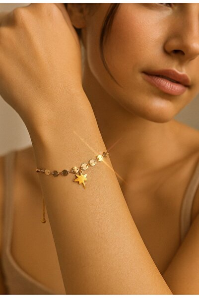 stainless steell سوار فولاذي قابل للتعديل بلون ذهبي مع سلسلة على شكل اليعسوب