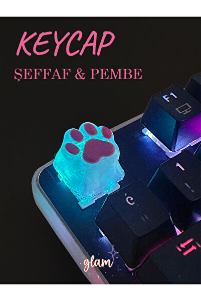 GLAM DEKORASYON Şeffaf Pembe Pati, Pembe, Girly Sevimli Mekanik Klavye Keycap...