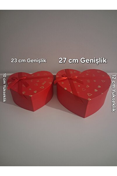 Ecre Premium Kalp Desenli 2'li Silindir Hediye Kutusu Seti