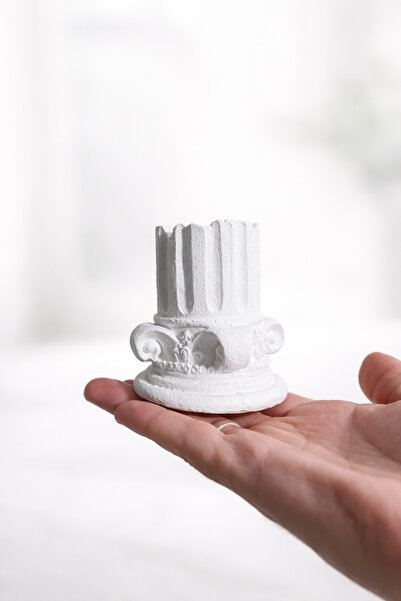 Home Dekoratif Mini İyonik Sütun Başlığı – El Yapımı Beyaz Obje