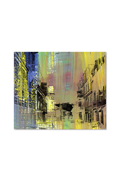 Printoot لوحة فنية تجريدية مستوحاة من مدينة رقمية مع خلل تقني، مناسبة لتصميم ...