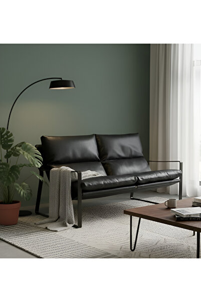 SLLER Modern İkili Koltuk - Loft Tasarım Deri/Kumaş Bahçe ve Balkon Kanepesi ...