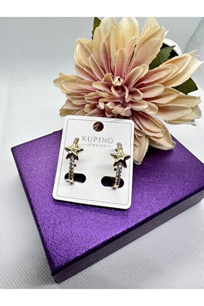 XUPING JEWELRY Star Steel Earrings with Zircon Stone on the Ring