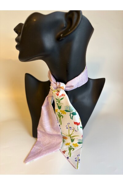 BHR AKSESUAR Patterned Thin Scarf, Ribbon (6X85 cm)