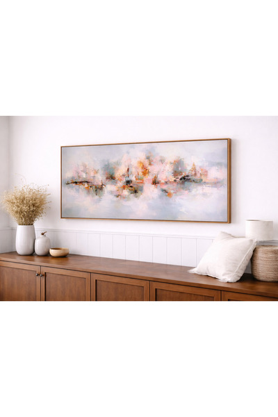 woodhomeworks Tek Parça Gerçek Ahşap Yatay Panorama Çerçeveli Tablo